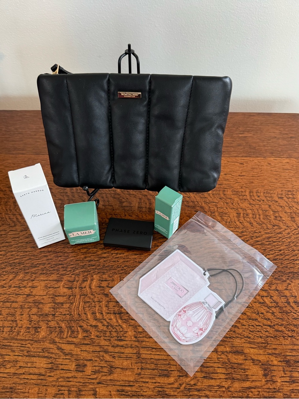 RevitaLash Cosmetics Black Quilted Puffer Cosmetic Case with Beauty Items